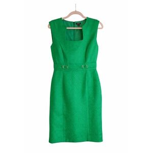 Tahari Green Textured Sleeveless Sheath Dress – Size 8